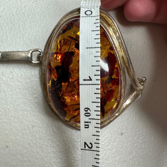 Vintage Baltic Amber Cabochon Project Salvage Piece Silver Part Repair Read - Picture 15 of 16